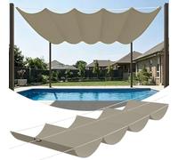 Voile Ombrage Vague Rétractable 60 x 700 cm PES, 180G M² Polyester, Toile Parasol Protection Solaire et Rayons UV Voiles d'ombrage Imperméable pour Patio Extérieur Jardin, Kaki