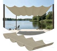 Voile Ombrage Vague Rétractable 70 x 250 cm PES, 180G M² Polyester, Toile Parasol Protection Solaire et Rayons UV Voile d'ombrage Imperméable pour Patio Extérieur Jardin, Kaki