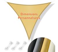 Voile Pare-Soleil Imperméable Triangulaire 3,6x3,6x5,1m Toile Ombrage Uv Protection Pour Terrasse Jardin Extérieur-Sable (Dimensions Personnalisées)