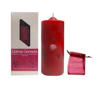 Voile Ritualisée Flamme Jumelle - Amour Propre et Véritable Amour | Avec quartz rose et clou d'odeur inclus | Voile ésotérique rouge pour rituels d'attraction et estime de soi