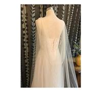 Voiles de Mariage de mariée Tulle Cape Veil 200cm / 250cm / 300cm / 350cm / 400cm / 500cm Longue en Blanc Ivoire Magnifique Tulle de mariée (Color : White, Item Length : 250cm)