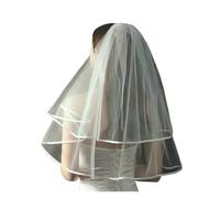 Voiles de mariée en dentelle, Voile de mariée multicolore longueur coude avec peigne, 2 couches de tulle for mariage, enterrement de vie de jeune fille(White)