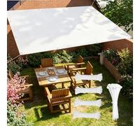 Voiles D'ombrage 5x6.1m/500x610cm Blanc Imperméable Rectangulaire, Voile Solaire Pare-Soleil Jardin Balcon Toile-Ombrage,Bâche Dombrage Résistant aux UV pour Terrasse, Camping -avec Oeillets Cordons