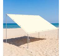 Voiles d'ombrage Imperméable 75 x 310 cm avec Oeillets et Cordons Protection Voile Solaire UV Protection pour Jardin Terrasse Balcon Patio Extérieur, Ivoire