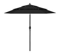 Voiles d'ombrage pour Patio,Parasol de Jardin à 3 Niveaux avec mât en Aluminium Noir 2,5 m,Toile Pergola pour Terrasses, Balcons et Jardins