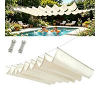 Voiles d'ombrage Rétractable 275 x 425 cm Imperméable Protection UV Indéchirable avec Œillets Voiles Ombrages Rectangulaire pour Pergola Serre Pet House Clôture, Blanc cassé