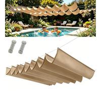 Voiles d'ombrage Rétractable 275 x 650 cm Imperméable Protection UV Indéchirable avec Œillets Voiles Ombrages Rectangulaire pour Pergola Serre Pet House Clôture, Kaki