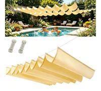 Voiles d'ombrage Rétractable 400 x 750 cm Imperméable Protection UV Indéchirable avec Œillets Voiles Ombrages Rectangulaire pour Pergola Serre Pet House Clôture, Couleur Crème