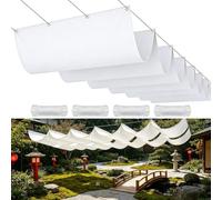 Voiles d'ombrage Rétractable 55 x 360 cm Imperméable, 98% de Protection UV, Résistante Aux Intempéries - Protection Solaire Voile Ombrage Rétractable Vague pour Terrasse Garage Jardin, Blanc