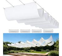 Voiles d'ombrage Rétractable 55 x 360 cm Protection UV 98%, Tailles Personnalisables, Résistant Aux Intempéries et Déchirures Pergola Toile Rétractable pour Terrasse Garage Jardin, Blanc