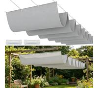 Voiles d'ombrage Rétractable 64 x 120 cm Imperméable Multi Couleur Taille UV Protection Solaire, Résistant à La Déchirure Voiles d'ombrage de Vague pour Patio Terrasse Extérieur, Gris Clair