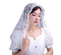 Voiles en dentelle florale pour couvrir la tête de la messe latine Mantilla Veils Court Écharpe pour femme de mariée Blanc Noir Catholique V Voile en dentelle espagnole Mantilla Chapelle Catholique