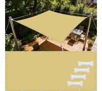 Voiles Ombrages Imperméable 270 x 285 cm 185G ㎡ Polyester, Résistant à l'eau, Rayons UV, de Tailles, Durable, Voile d'ombrage de Patio avec Corde pour Serre Pergola, Couleur Crème