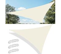 Voiles Ombrages Imperméable Triangulaire Bache Ombrages Toiles D'ombrages Filet Ombrages Protection Solaire Polyester pour Jardins Balcons Terrasses avec 3 Cordes Fixes 3.6x3.6x5.1M Crème