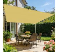 Voiles Ombrages Rectangulaire Imperméable 2.5 x 3.5 m Toile Imperméable Voile de Paresoleil Contre Le Vent Pourjardin, Terrasse, Balcon, Extérieur, Jaune Sable