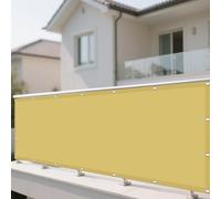 Voiles Ombrages Rectangulaire Imperméable 270 x 360 cm Toile Imperméable Auvent avec Oeillets et Cordons pour en Plein Air, Jardin Terrasse, Jaune Sable