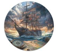 Voilier 1000 Pièces Animation Puzzle Circulaire Qualité Supérieure De l'art De La DécoRation Moderne Adultes Enfants 1000pcs (67.5x67.5cm)