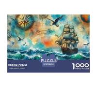Voilier 1000 Pièces Puzzle pour Adultes Jeux Éduchatifs Puzzle Anti-Stress Cultiver l'esprit D'équipe pour Hommes, Femmes, Seniors 38x26cm/1000pcs