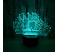 Voilier 3D Illusion Lampe de chevet LED pour chambre d'enfant Lampe de chevet Lampe d'ambiance pour chambre de bébé, décoration de chambre d'enfant, cadeau d'anniversaire