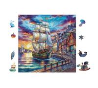 Voilier à Venise 100 Pièces Puzzle Collectionneur en Voitureton Haute Qualité Haute Difficulté Décoration Murale Oeuvre d'art Cadeau Noël Premium 28x28cm