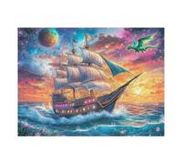 Voilier Ancien à la Surface de la mer 500 Pieces Casse-tête Expert Confirmé en Carton Anti-Déchirure Très Difficile Motif Complexe Décoration Murale Cadeau Anniversaire 500 PCS