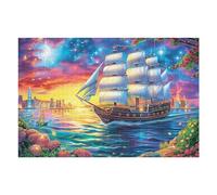 Voilier Ancien océanique 1000 Pieces Casse-tête Famille en Carton Haute Densité Difficulté Moyenne Activité Familiale Anti-Stress Idée Cadeau Anniversaire 1000 PCS