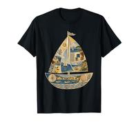 Voilier Collage Été Méditerranéen Art Côtier Nautique T-Shirt