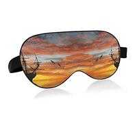 Voilier contre un beau paysage Flying Birds Eye Masks Cover Blocks Light Sleep Mask Shade Cover Blindfold Relaxing Eyeshade Cover avec serre-tête réglable pour hommes femmes enfants