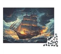 Voilier dans la tempête Puzzle 1000 Pièces avec Clic Parfait, Puzzles De Casse-tête défi De Jeu Éducatif pour Un Passe-Temps pour Adulte, Cadeau Original Adulte 52x38cm/1000pcs