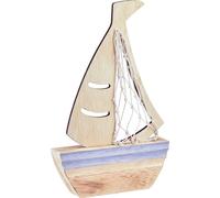 Voilier Déco Bois Naturel Bleu Ciel Maritim 25,5x16,5cm 3er Set