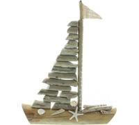 Voilier déco Sailor Bois flotté Coquillages 39cm