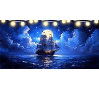 Voilier Diamond Painting Adulte Chouette de mer Diamond Painting 100x200cm, 5D DIY Peinture Diamant Adulte, Strass Cristal Peinture Paintings par Numéros Kit pour Décoration Femmes Chambre FD-6560