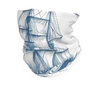 Voilier Et Boussole Nautiques Echarpe Gaiter Douce Headwrap Anti-UV Décoration Faciale pour Randonnée Adulte Extérieur 30X26Cm