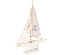 Voilier maritime décoration de table en bois de pin avec voile de lin bien sûr