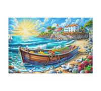Voilier sur l'Océan au Coucher du Soleil 1000 Pieces Casse-tête Collectionneur en Carton sans Déformation Très Difficile Motif Complexe Décoration Murale Cadeau Noël Premium 1000 PCS