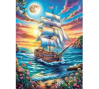 Voilier sur l'océan au crépuscule 1000 Pieces Casse-tête Créatif En Carton Épais Rigide Scène de conte de fées dessin animé Difficulté Moyenne Activité Manuelle Loisir Créatif Cadeau Noël Pas Cher Pre