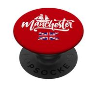 Voilier Vintage et Drapeau Union Jack Manchester Angleterre Royaume-Uni PopSockets PopGrip Adhésif