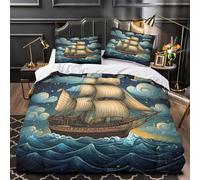 VoilierNightSky Impression 3D 3 pièces housse de couette Style d'illustration fantastique housse de courtepointe microfibre doux anti-acariens pour filles adolescents femmes Super king（260x220cm）