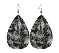 Voir, Entendre, Ne Rien Dire De Mal Squelettes Crânes Femme Boucles D'Oreilles Faux Cuir Pendantes Dangle