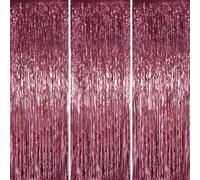 Voircoloria Lot de 3 rideaux à franges en feuille d'aluminium de 1 x 2 m pour anniversaire, fête prénatale, révélation du sexe, remise de diplôme - Bordeaux