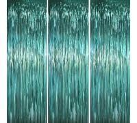 Voircoloria Lot de 3 rideaux à franges en feuille d'aluminium pour anniversaire, fête prénatale, révélation du sexe, remise de diplôme Vert foncé 1 x 2 m