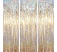 Voircoloria Rideaux à franges en feuille d'aluminium de 1 x 2 m, guirlandes pour décorations de fête, rideau à franges pour anniversaire, fête prénatale, révélation du sexe, remise de diplôme (3