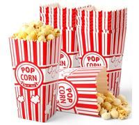 VOISEN Lot de 20 boîtes à popcorn d'une capacité de 1304,1 g, boîtes en papier jetables pour les amateurs de pop-corn, 19 x 6 x 9 cm, gobelets jetables pour les amateurs de pop-corn, rouge et blanc