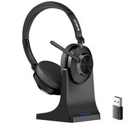 Voistek Casque Bluetooth Sans Fil avec Microphone pour PC/Ordinateur Portable, Léger on Ear, Microphone Réglable à Réduction de Bruit, Casque Audio Sans Fil pour Bureau, Télétravail, Chat, Zoom, Teams