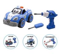 SILVERLIT TOOKO - Construis ma Voiture de Police RC- Voiture de Police radiocommandée à Construire (+22 pièces) et à Piloter - Dès 3 Ans