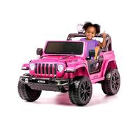 Voiture 4x4 électrique ATAA Raider 12v - Rose - Tout-Terrain électrique pour Enfant avec 4 Moteurs, Batterie 12v, siège en Similicuir, Roues en Gomme, Musique, lumières et télécommande pour Parents
