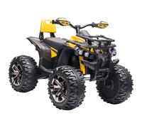 Voiture 4x4 Quad Buggy Électrique Enfant 12 V 5 Km/H Max. Effets Lumineux Sonores Selle Avec Dossier Porte-Bagage Avant Métal Pp Jaune Noir