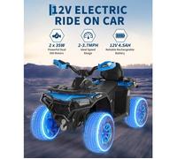 Voiture 4x4 Quad Buggy électrique Enfant, 12 V 6 Km/h Max, Suspension, Phare LED, Bluetooth, Musique, Bleu