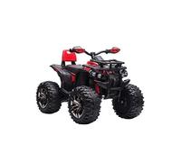 Voiture 4x4 quad buggy électrique enfant 12 V 8 Km/h max. effets lumineux sonores selle avec dossier porte-bagage avant métal PP rouge noir