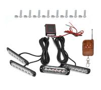 Voiture 4x6led Sync Rouge Bleu Stroboscope Flash LumièRe Led Lampe D'avertissement D'urgence 12v Avec TéLéCommande